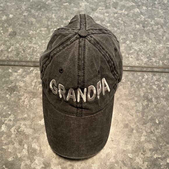 Grandpa Embroidered Hat Baseball Cap Cotton Gray Black Vintage Spellout - Picture 4 of 10